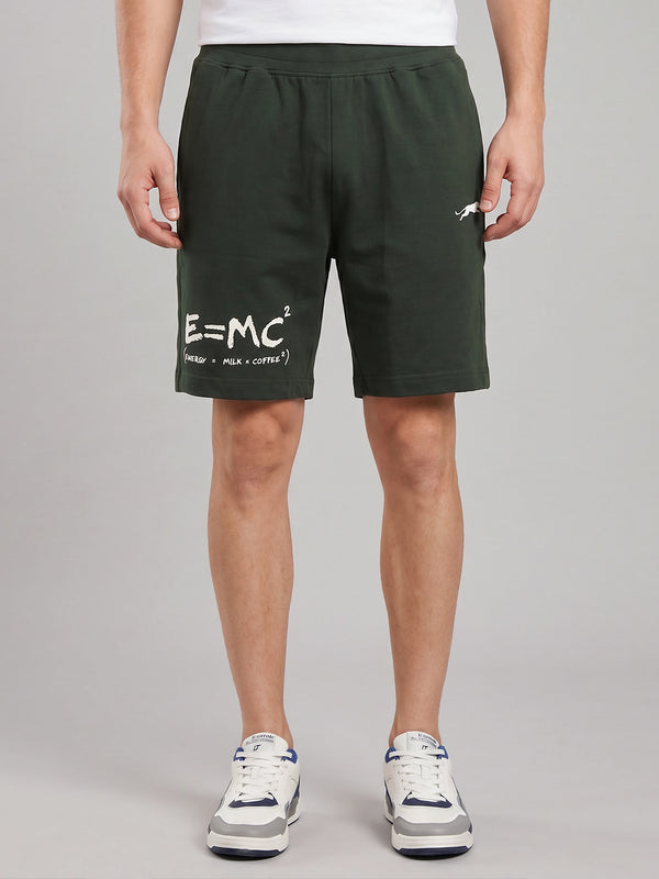 ARDEUR ZEAL IN YOU Men's Olive Regular Fit Energy Formula Typography Shorts