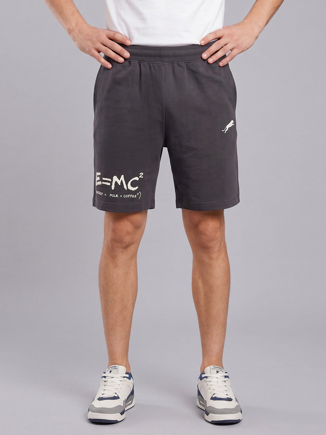 ARDEUR ZEAL IN YOU Men's Steel Grey Regular Fit Energy Formula Typography Shorts