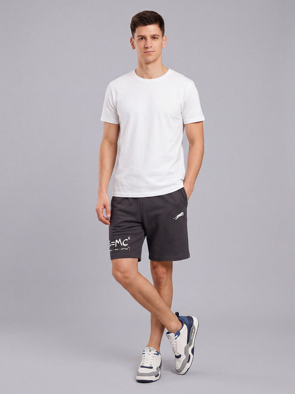 ARDEUR ZEAL IN YOU Men's Steel Grey Regular Fit Energy Formula Typography Shorts