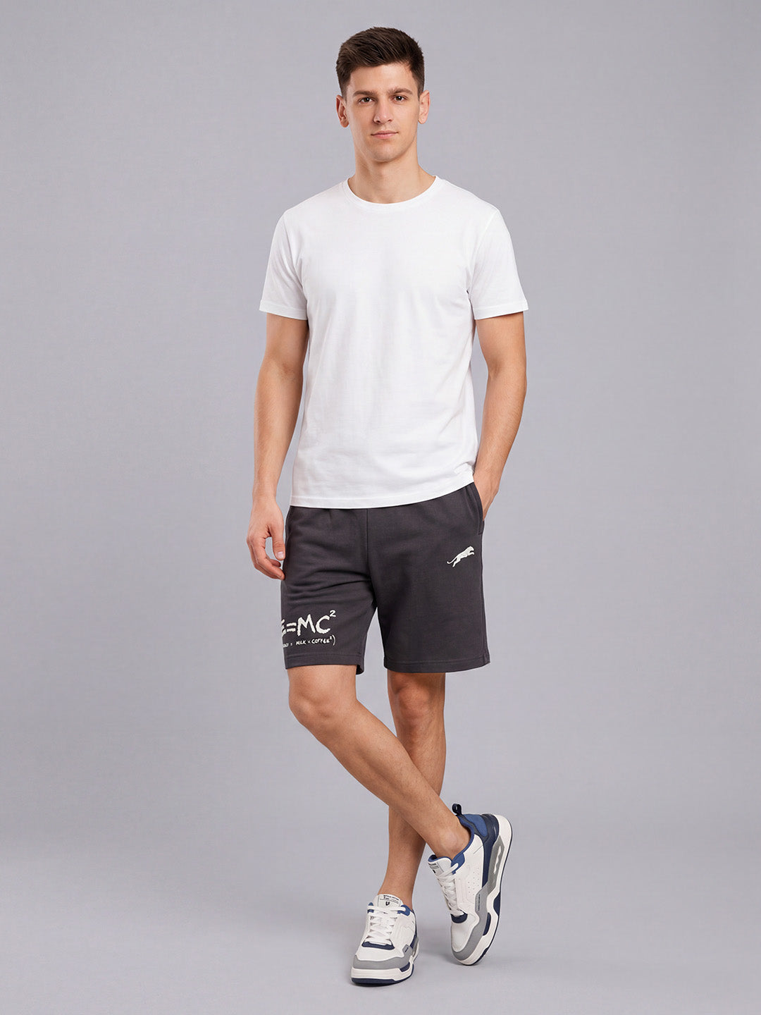 ARDEUR ZEAL IN YOU Men's Steel Grey Regular Fit Energy Formula Typography Shorts
