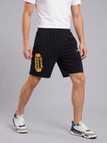 ARDEUR ZEAL IN YOU Men's Black Regular Fit Push Yourself Dumbbell Typography Shorts