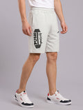 ARDEUR ZEAL IN YOU Men's White Melange Regular Fit Push Yourself Dumbbell Typography Shorts