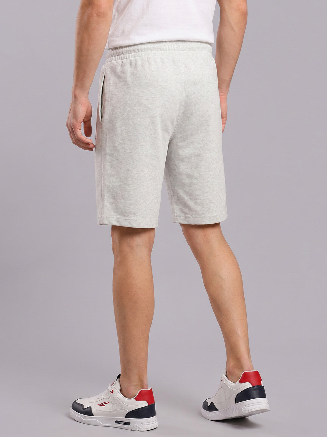 ARDEUR ZEAL IN YOU Men's White Melange Regular Fit Push Yourself Dumbbell Typography Shorts