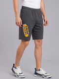ARDEUR ZEAL IN YOU Men's Steel Grey Regular Fit Push Yourself Dumbbell Typography Shorts