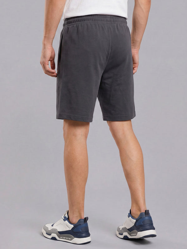 ARDEUR ZEAL IN YOU Men's Steel Grey Regular Fit Push Yourself Dumbbell Typography Shorts