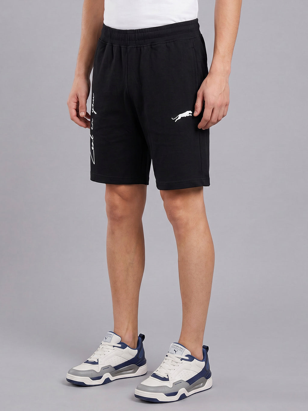 ARDEUR ZEAL IN YOU Men's Black Regular Fit Cursive Branding Typography Shorts