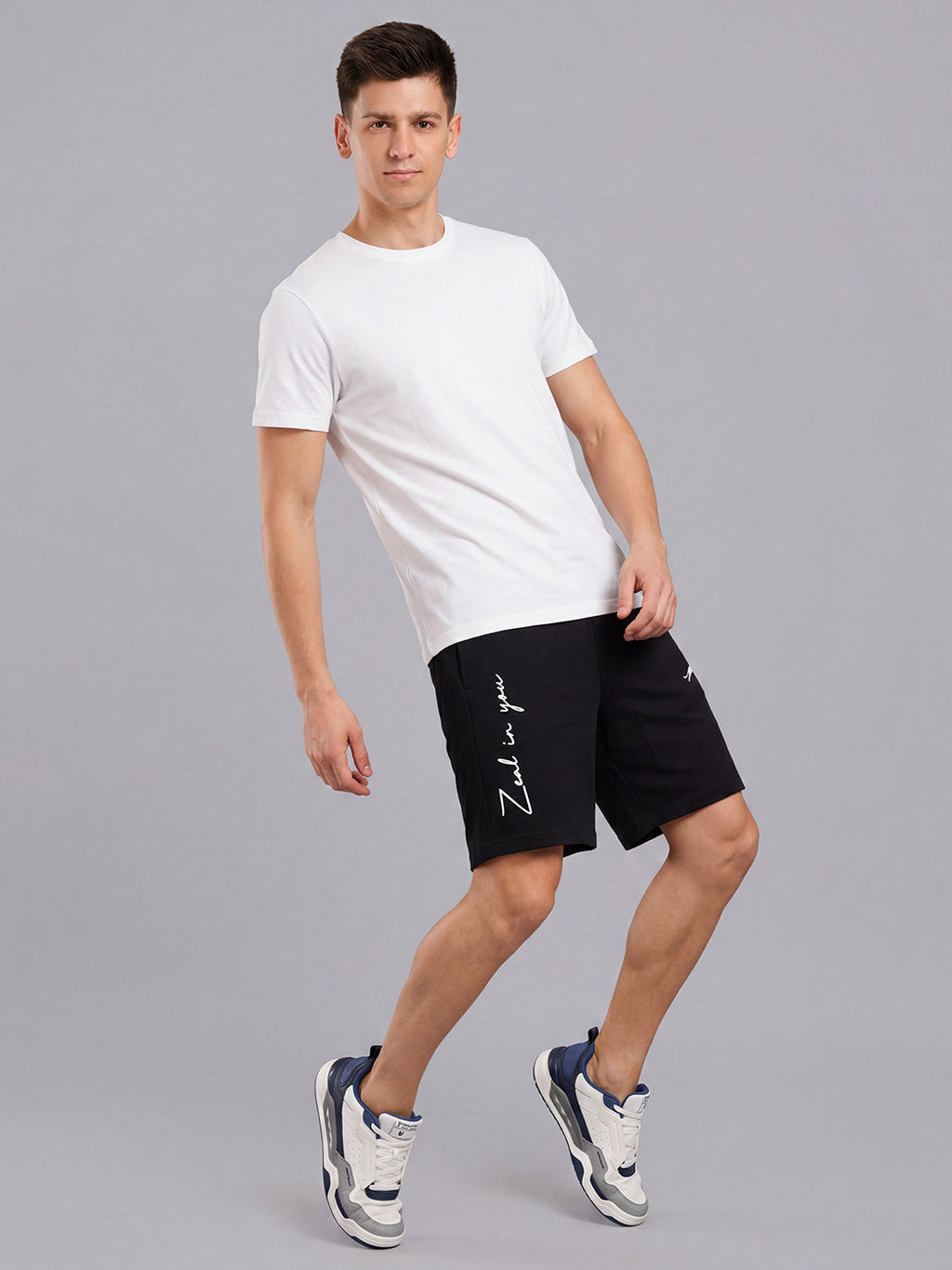 ARDEUR ZEAL IN YOU Men's Black Regular Fit Cursive Branding Typography Shorts