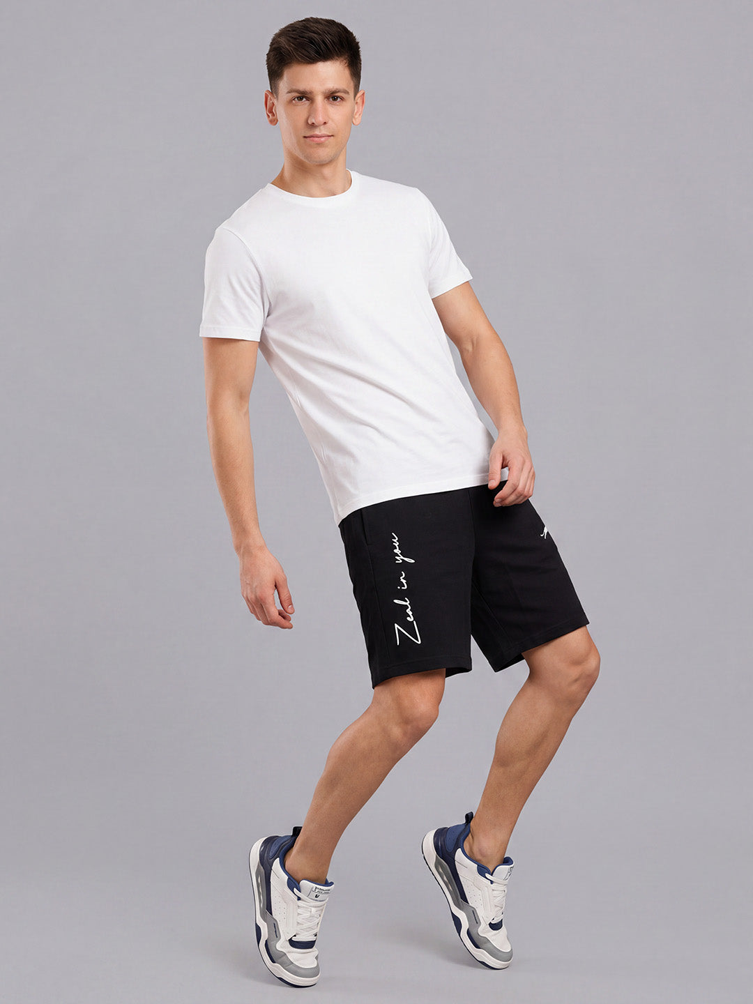 ARDEUR ZEAL IN YOU Men's Black Regular Fit Cursive Branding Typography Shorts
