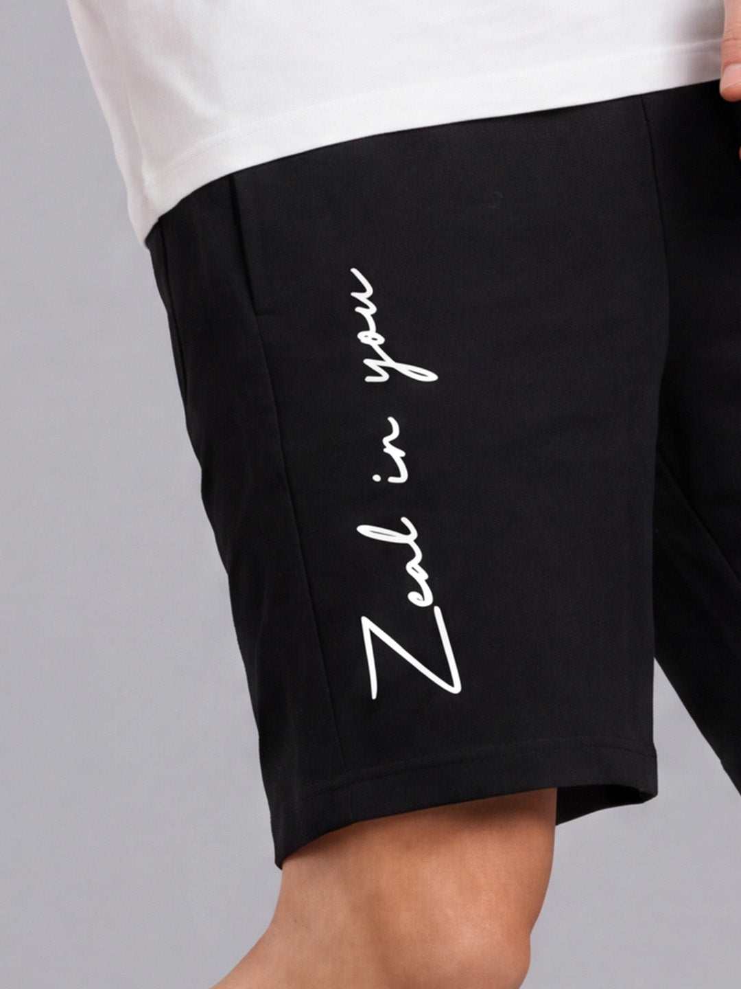 ARDEUR ZEAL IN YOU Men's Black Regular Fit Cursive Branding Typography Shorts