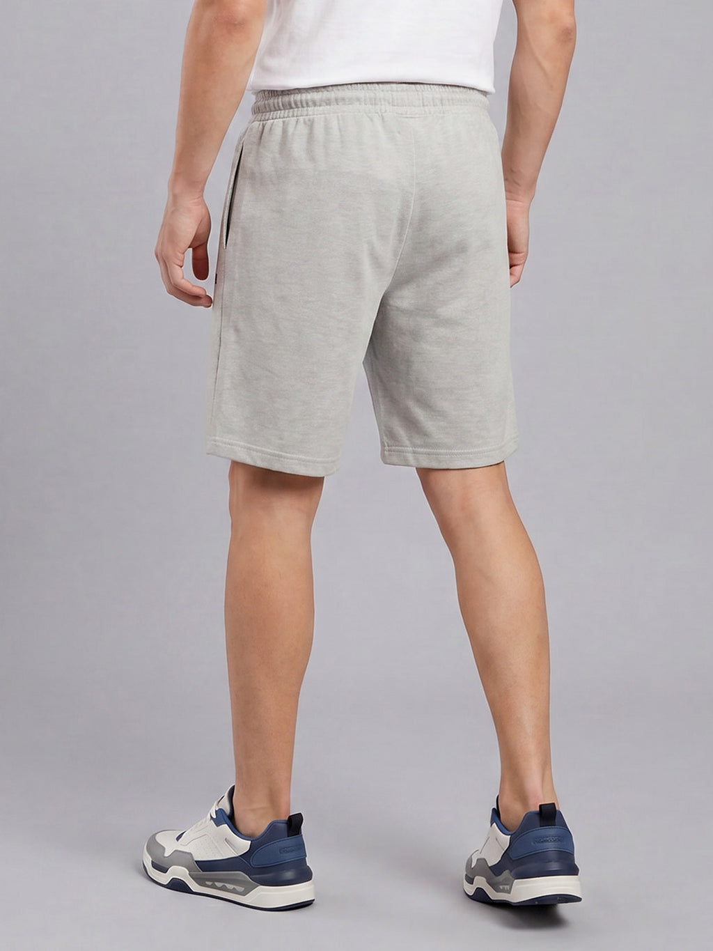 ARDEUR ZEAL IN YOU Men's White Melange Regular Fit Cursive Branding Typography Shorts