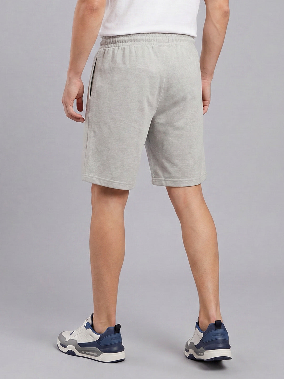 ARDEUR ZEAL IN YOU Men's White Melange Regular Fit Cursive Branding Typography Shorts