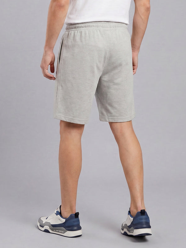ARDEUR ZEAL IN YOU Men's White Melange Regular Fit Cursive Branding Typography Shorts