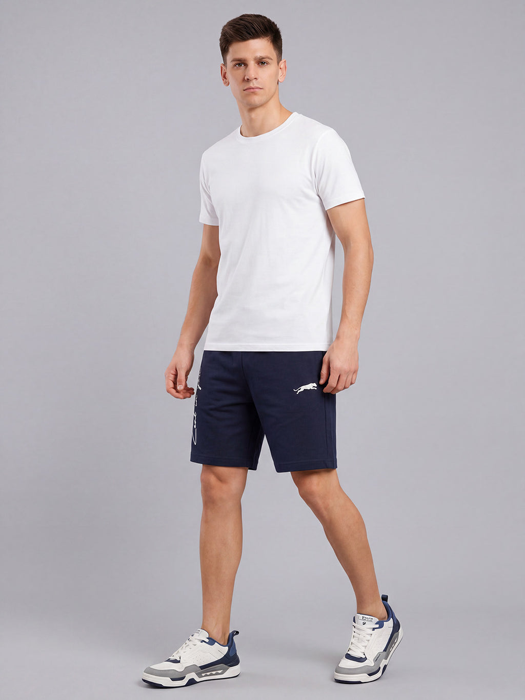 ARDEUR ZEAL IN YOU Men's Navy Regular Fit Cursive Branding Typography Shorts