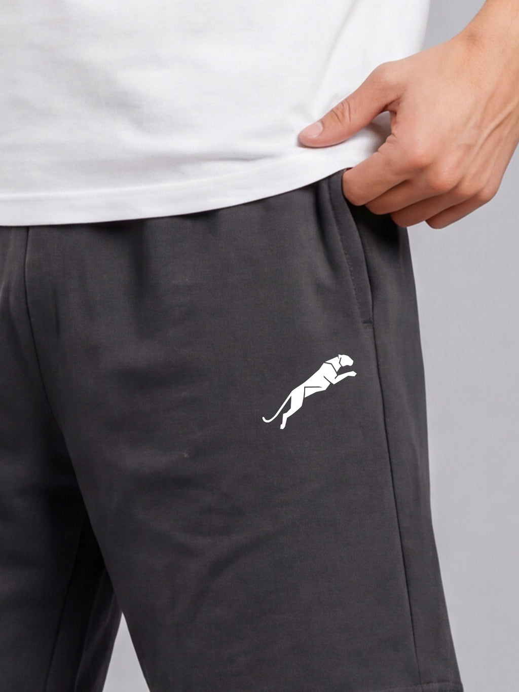ARDEUR ZEAL IN YOU Men's Steel Grey Regular Fit Cursive Branding Typography Shorts
