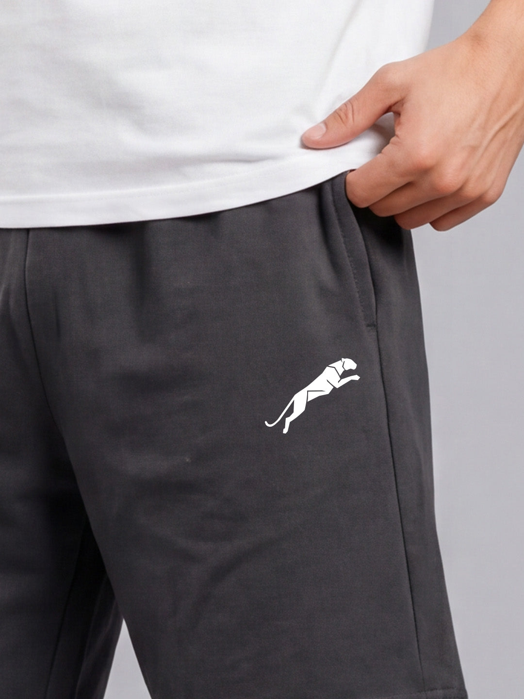 ARDEUR ZEAL IN YOU Men's Steel Grey Regular Fit Cursive Branding Typography Shorts