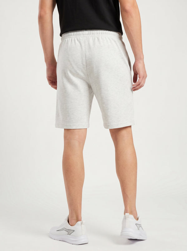 ARDEUR ZEAL IN YOU Men's White Melange Regular Fit Attitude Typography Shorts