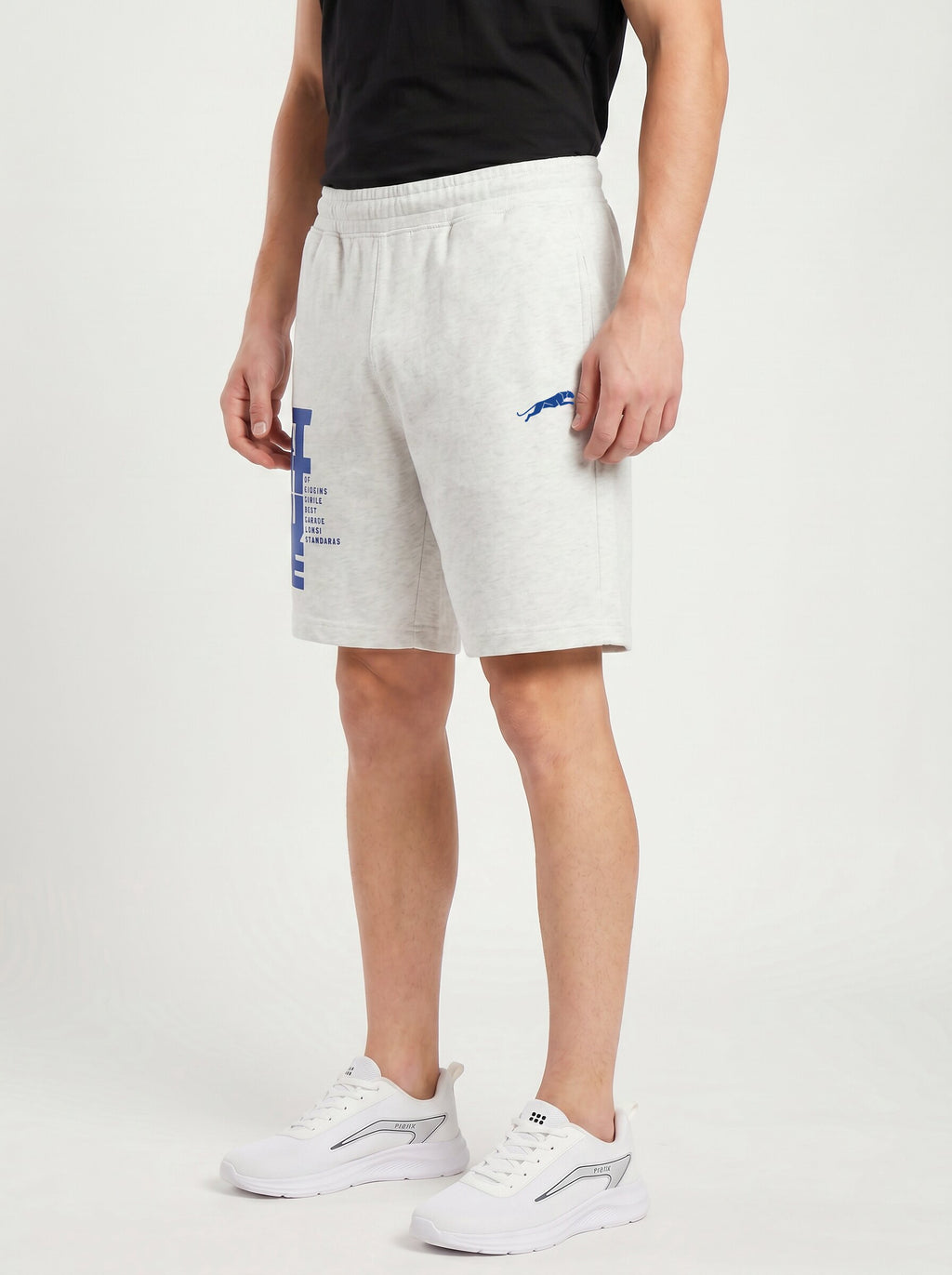 ARDEUR ZEAL IN YOU Men's White Melange Regular Fit Attitude Typography Shorts
