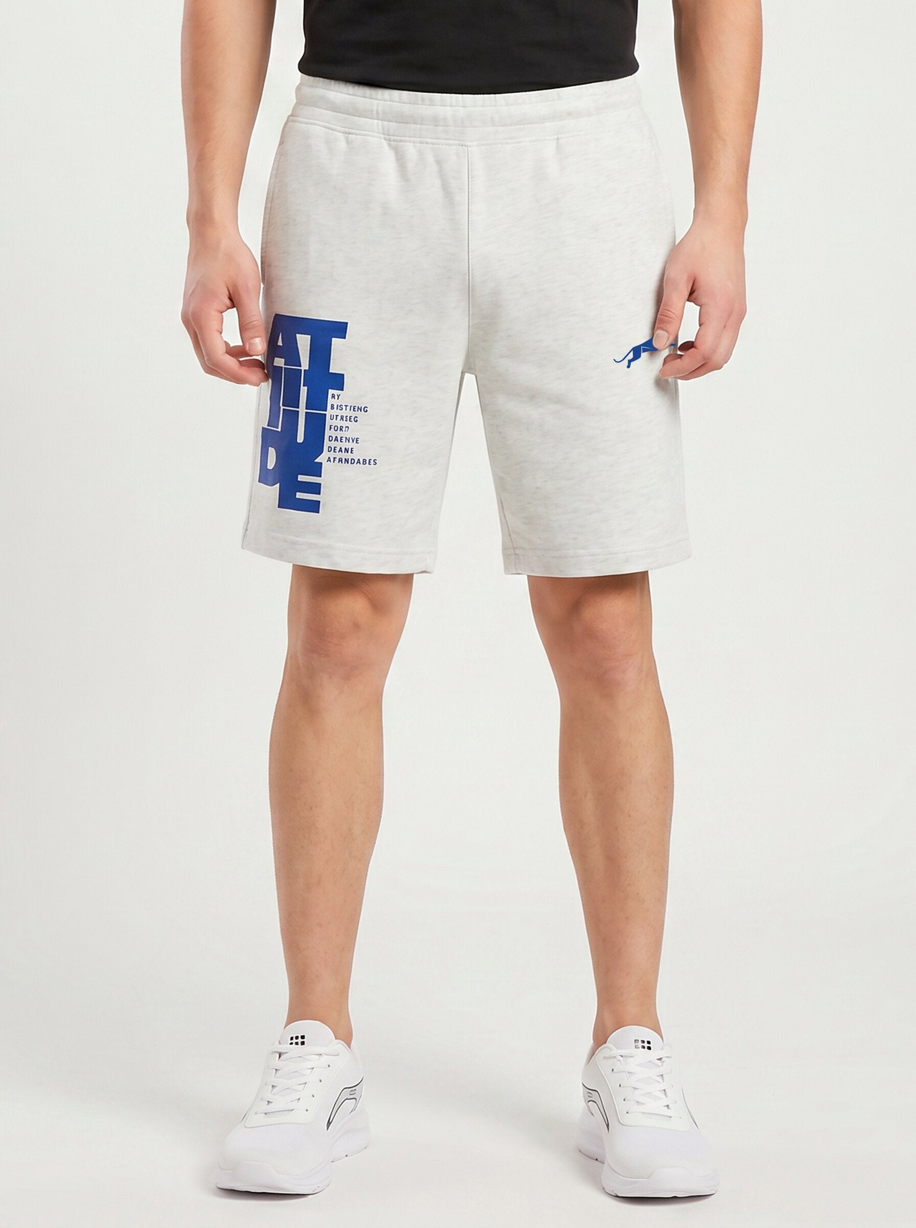 ARDEUR ZEAL IN YOU Men's White Melange Regular Fit Attitude Typography Shorts
