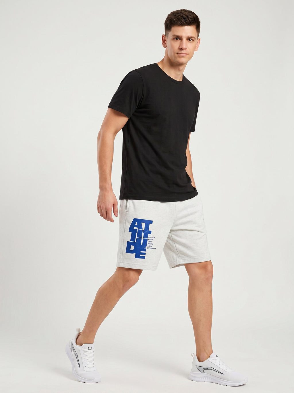 ARDEUR ZEAL IN YOU Men's White Melange Regular Fit Attitude Typography Shorts
