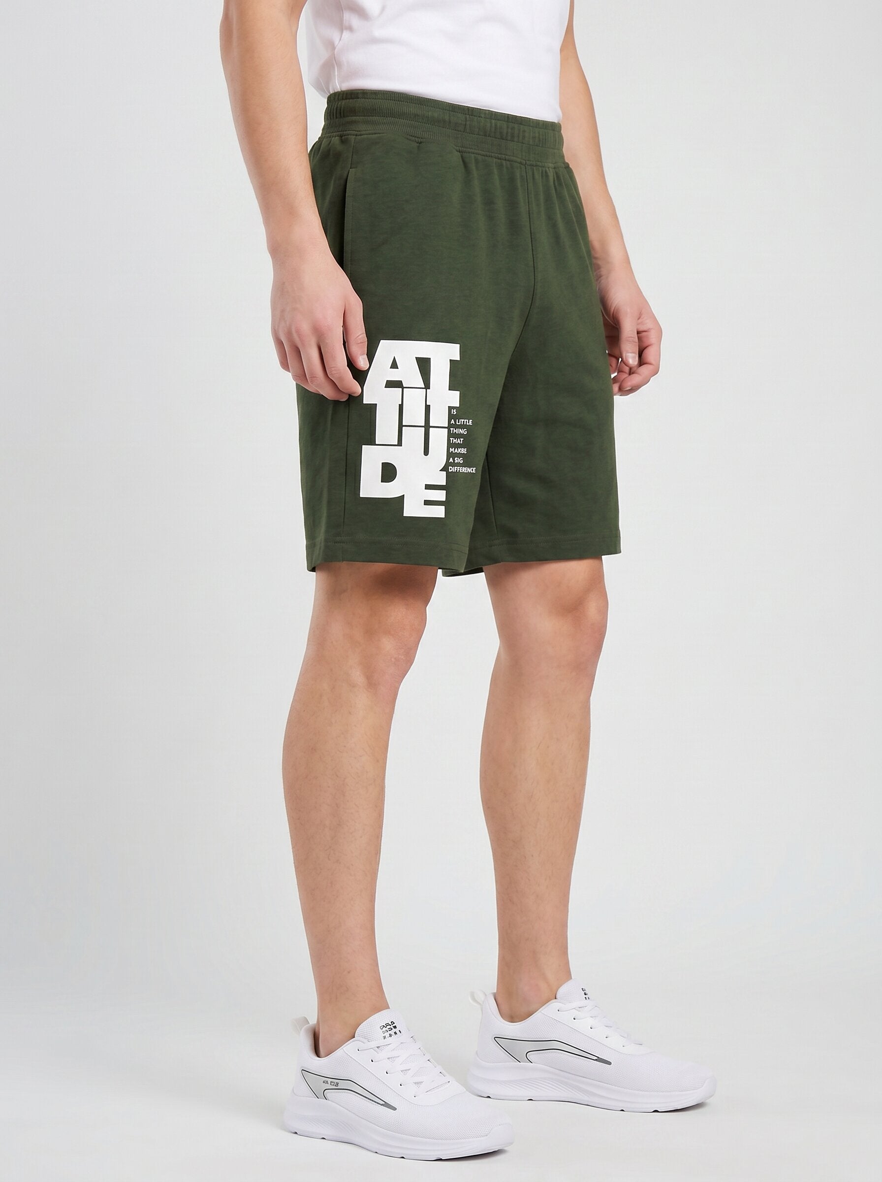 ARDEUR ZEAL IN YOU Men's Olive Regular Fit Attitude Typography Shorts