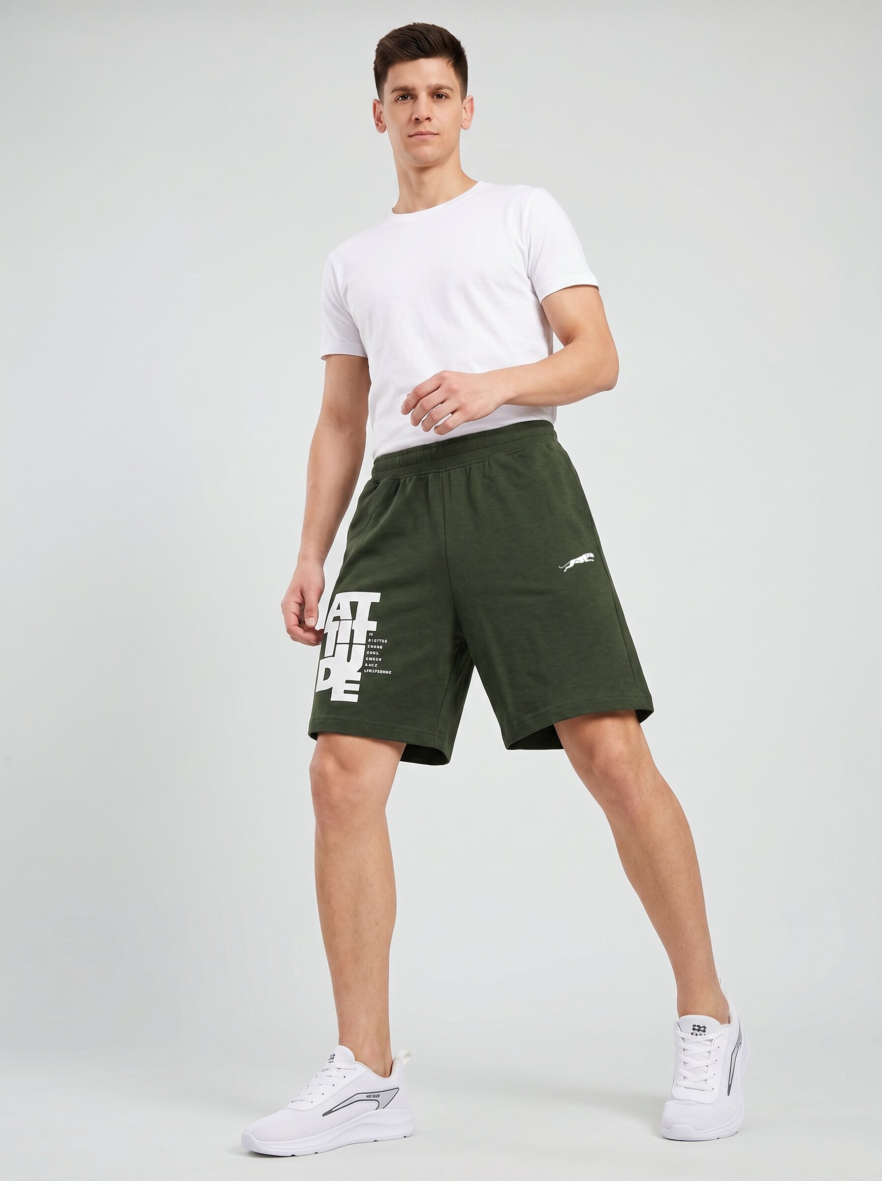 ARDEUR ZEAL IN YOU Men's Olive Regular Fit Attitude Typography Shorts