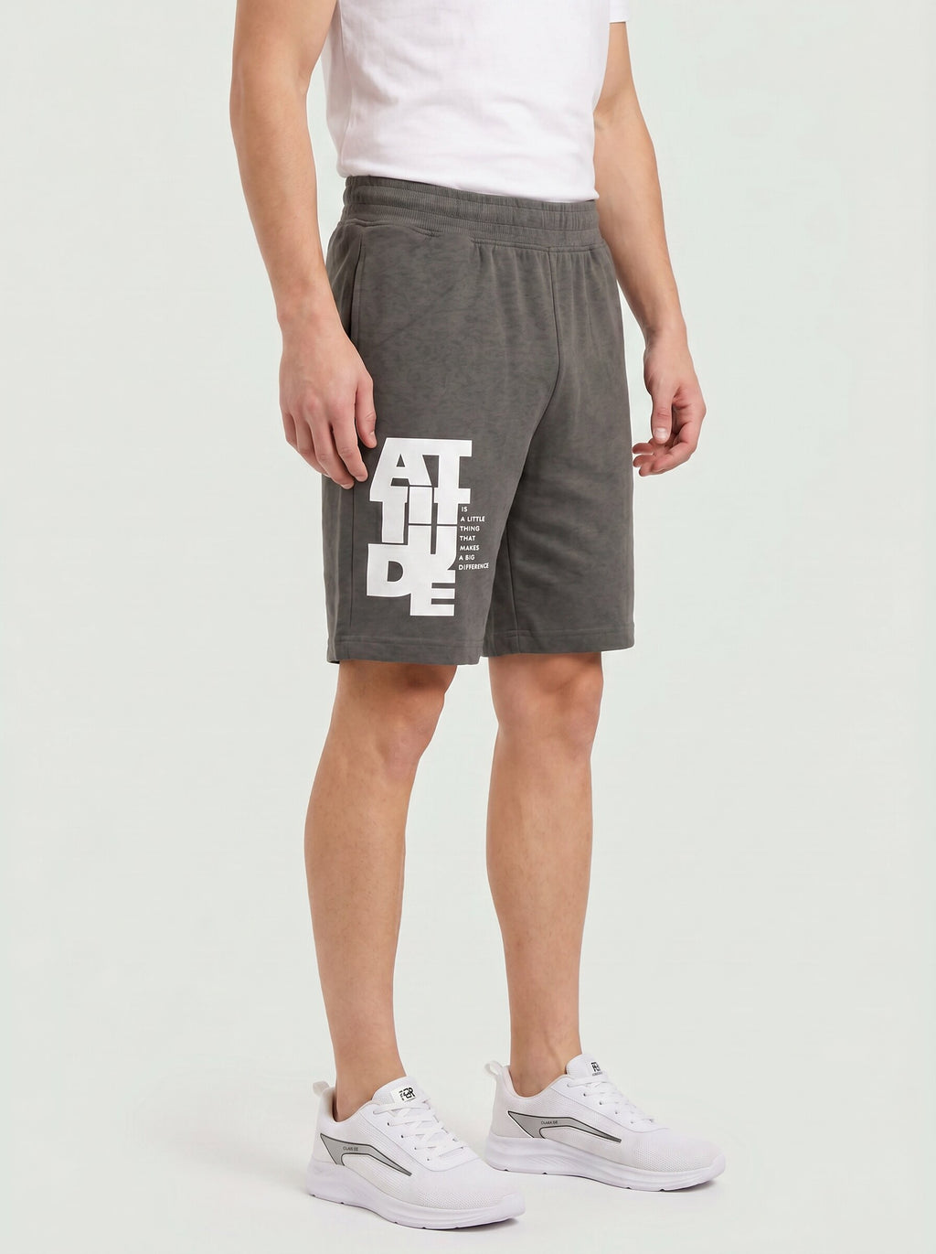 ARDEUR ZEAL IN YOU Men's Steel Grey Regular Fit Attitude Typography Shorts