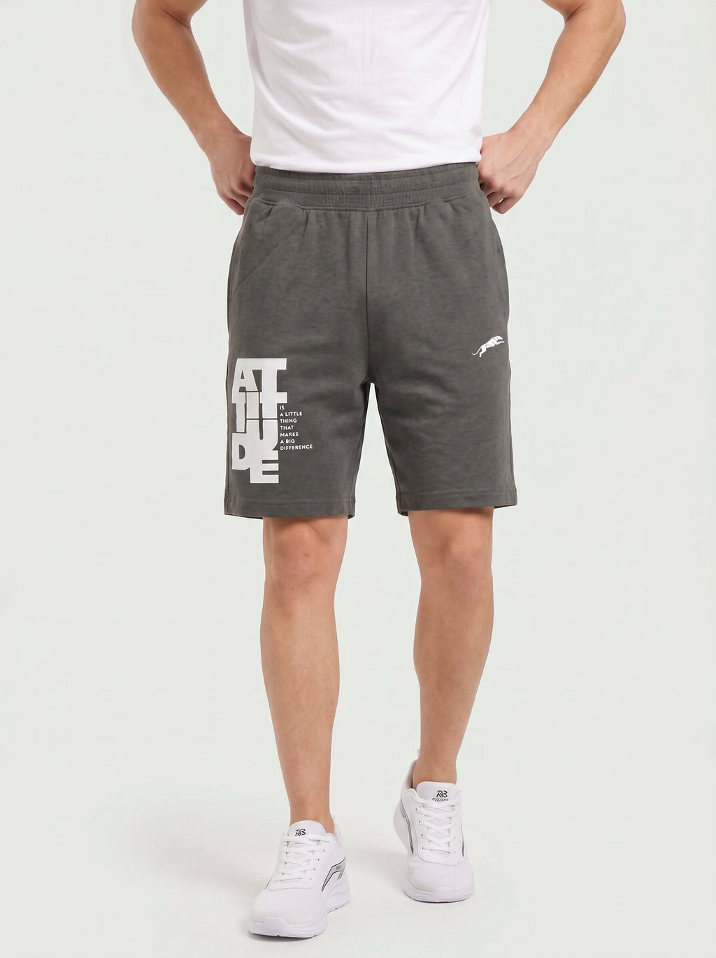 ARDEUR ZEAL IN YOU Men's Steel Grey Regular Fit Attitude Typography Shorts