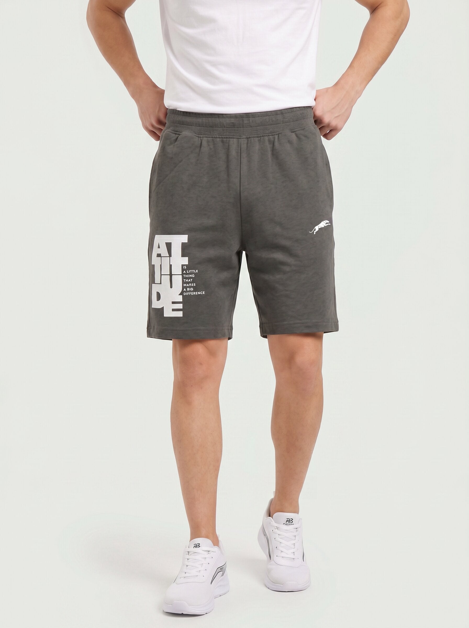 ARDEUR ZEAL IN YOU Men's Steel Grey Regular Fit Attitude Typography Shorts