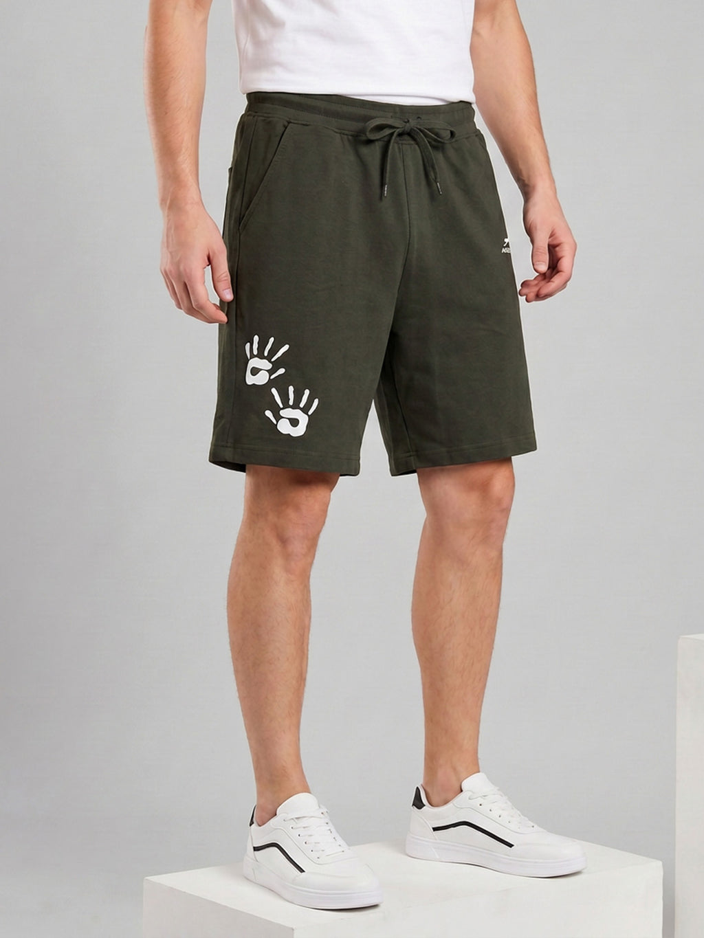 ARDEUR ZEAL IN YOU Men's Olive Relaxed Fit Shorts