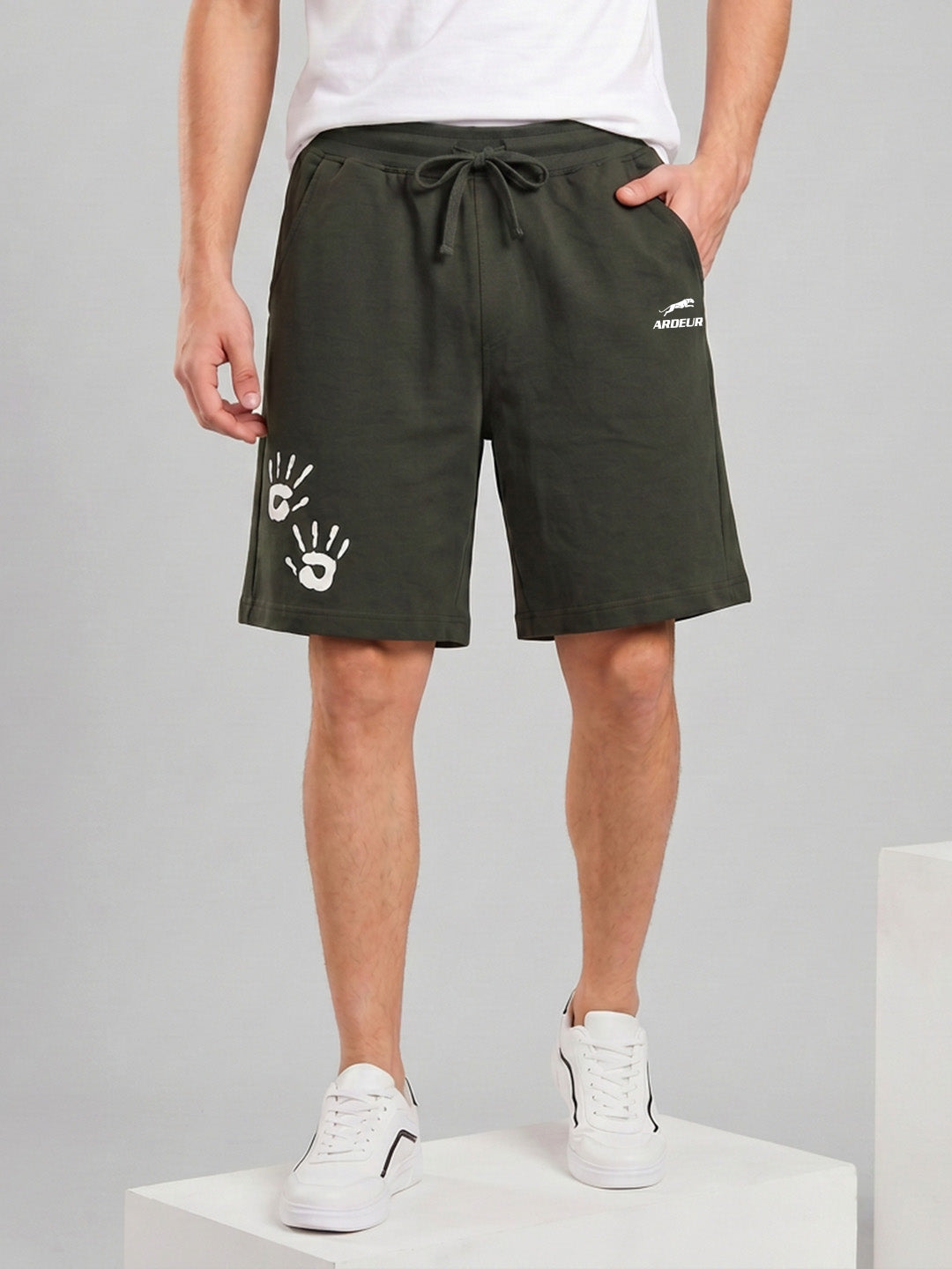 ARDEUR ZEAL IN YOU Men's Olive Relaxed Fit Shorts