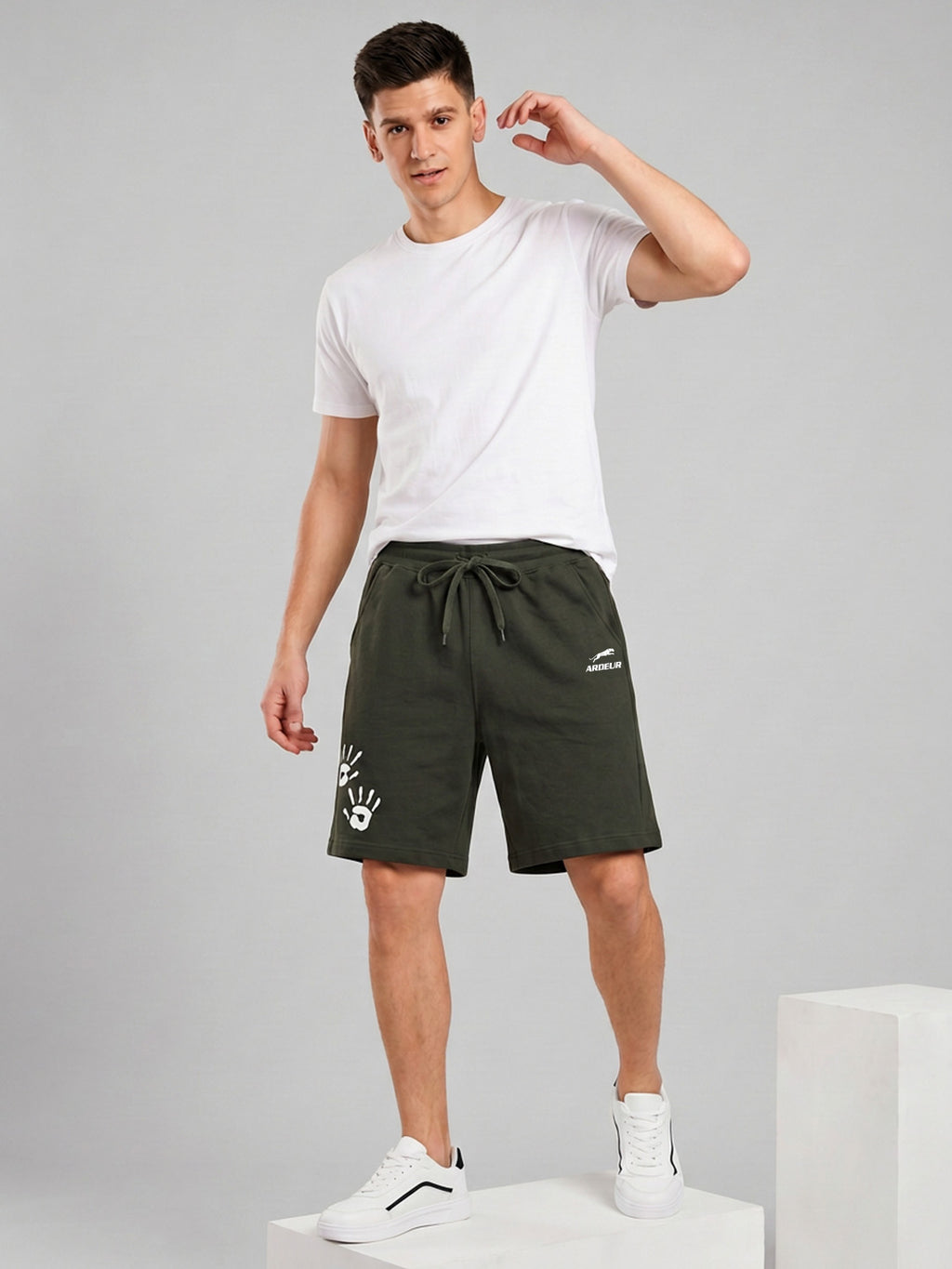 ARDEUR ZEAL IN YOU Men's Olive Relaxed Fit Shorts