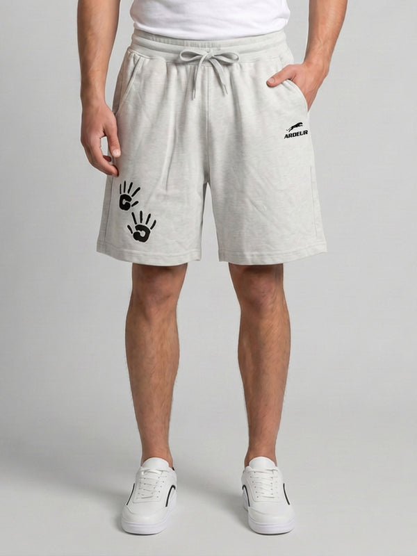 ARDEUR ZEAL IN YOU Men's White Melange Relaxed Fit Shorts