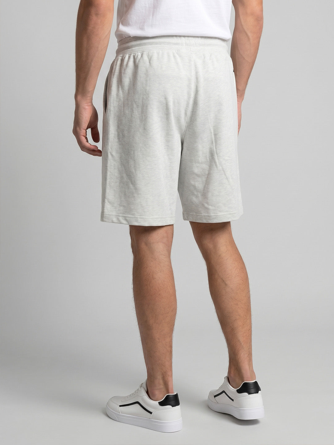 ARDEUR ZEAL IN YOU Men's White Melange Relaxed Fit Shorts