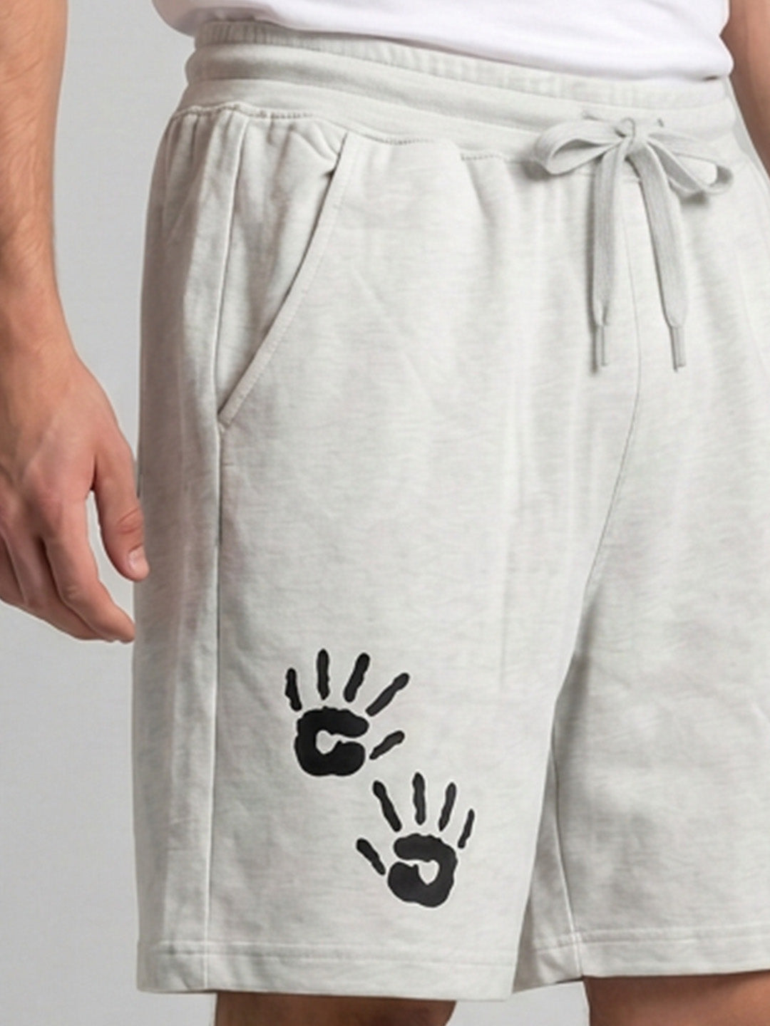 ARDEUR ZEAL IN YOU Men's White Melange Relaxed Fit Shorts