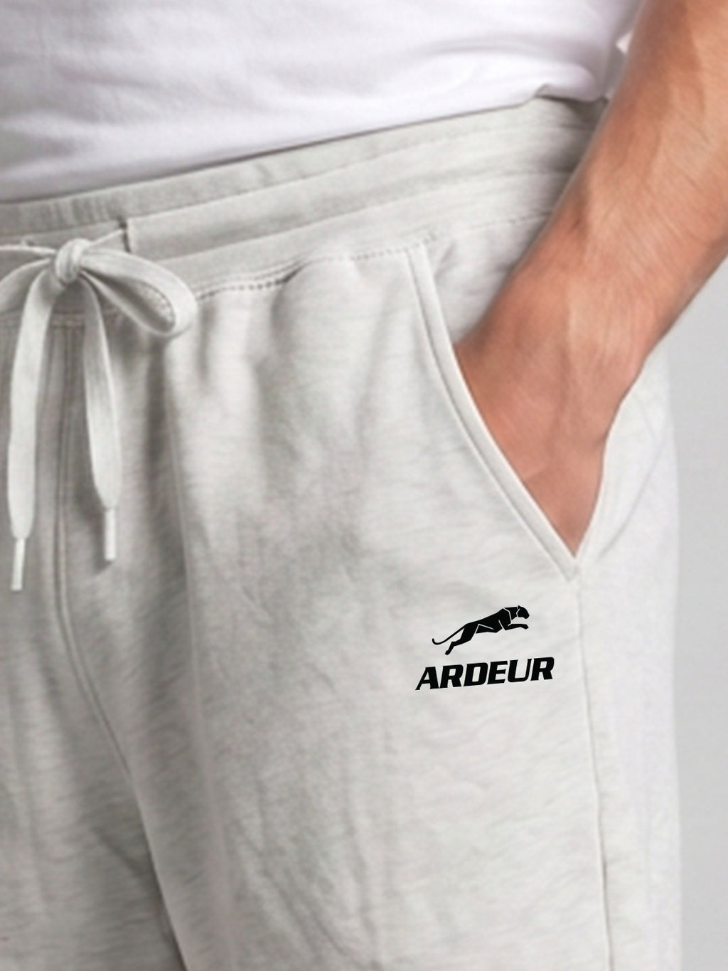 ARDEUR ZEAL IN YOU Men's White Melange Relaxed Fit Shorts
