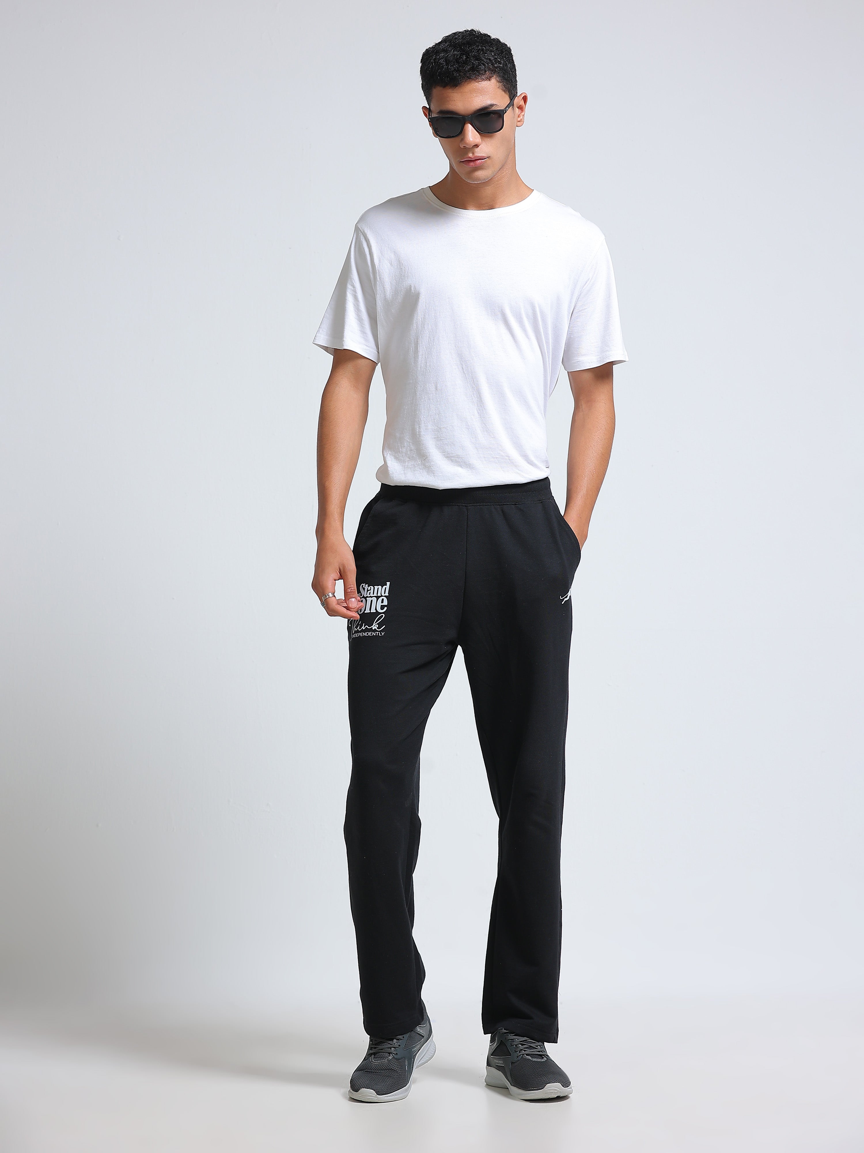 ARDEUR ZEAL IN YOU Men's Regular Fit Cotton Blend Track Pants - Black