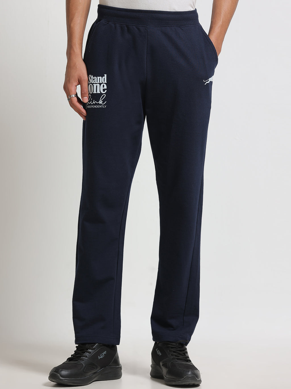 ARDEUR ZEAL IN YOU Men's Regular Fit Cotton Blend Track Pants - Navy