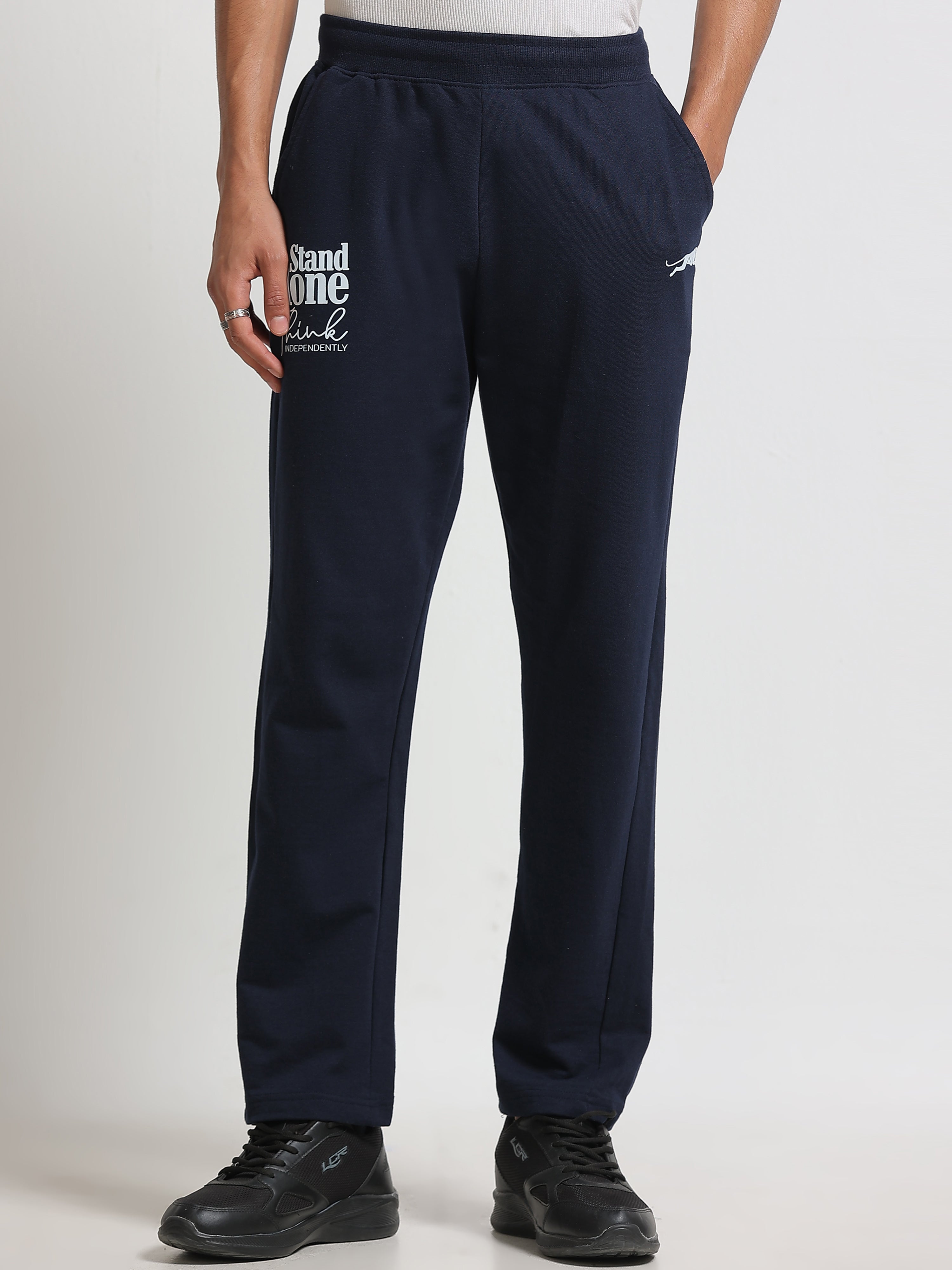 ARDEUR ZEAL IN YOU Men's Regular Fit Cotton Blend Track Pants - Navy