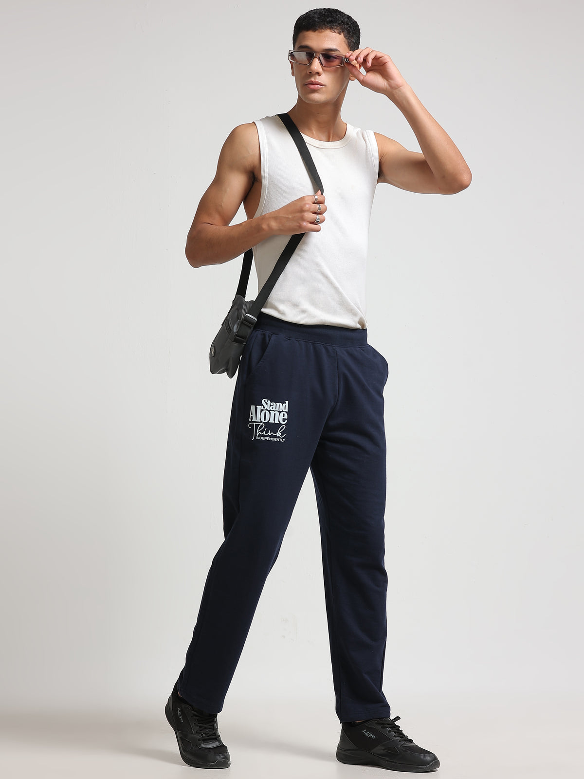 ARDEUR ZEAL IN YOU Men's Regular Fit Cotton Blend Track Pants - Navy