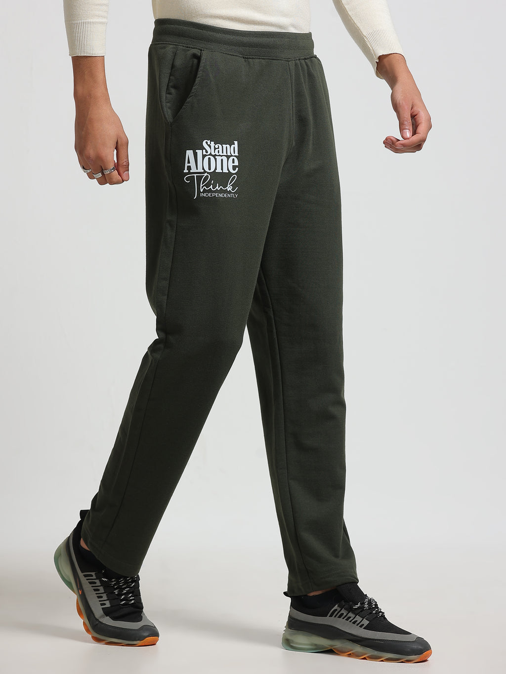 ARDEUR ZEAL IN YOU Men's Regular Fit Cotton Blend Track Pants - Olive