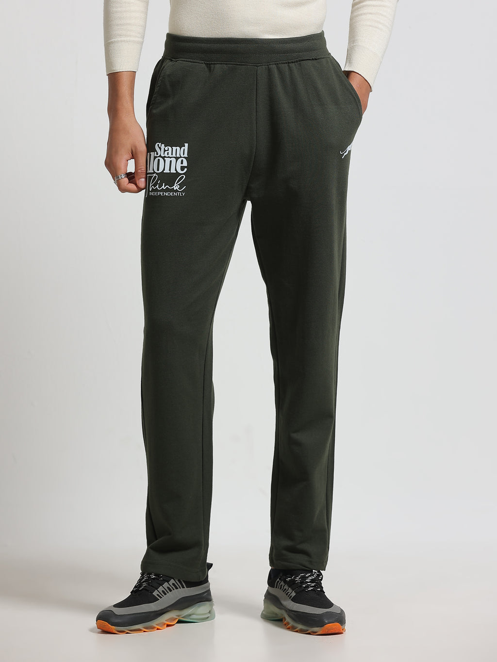 ARDEUR ZEAL IN YOU Men's Regular Fit Cotton Blend Track Pants - Olive