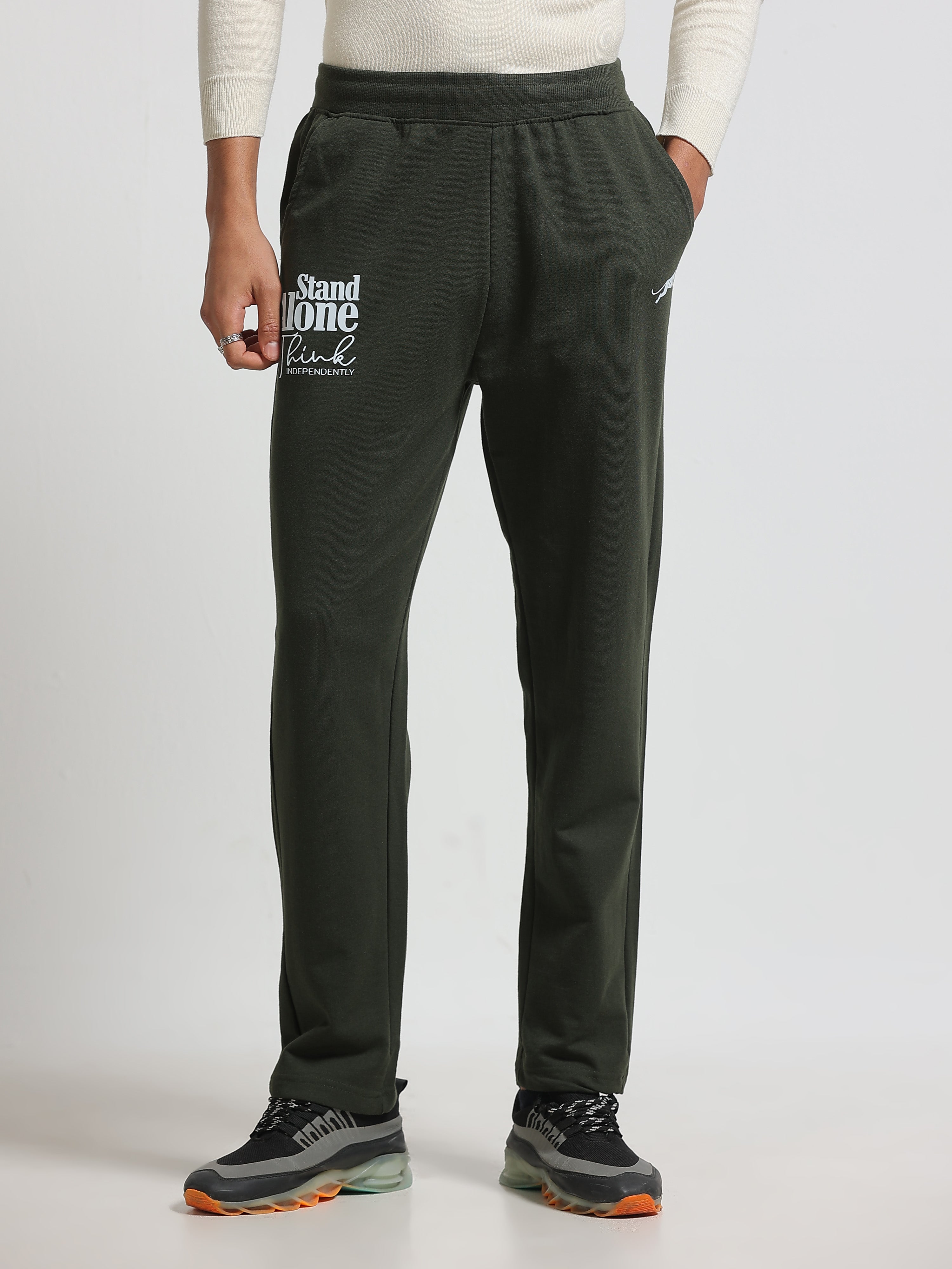 ARDEUR ZEAL IN YOU Men's Regular Fit Cotton Blend Track Pants - Olive