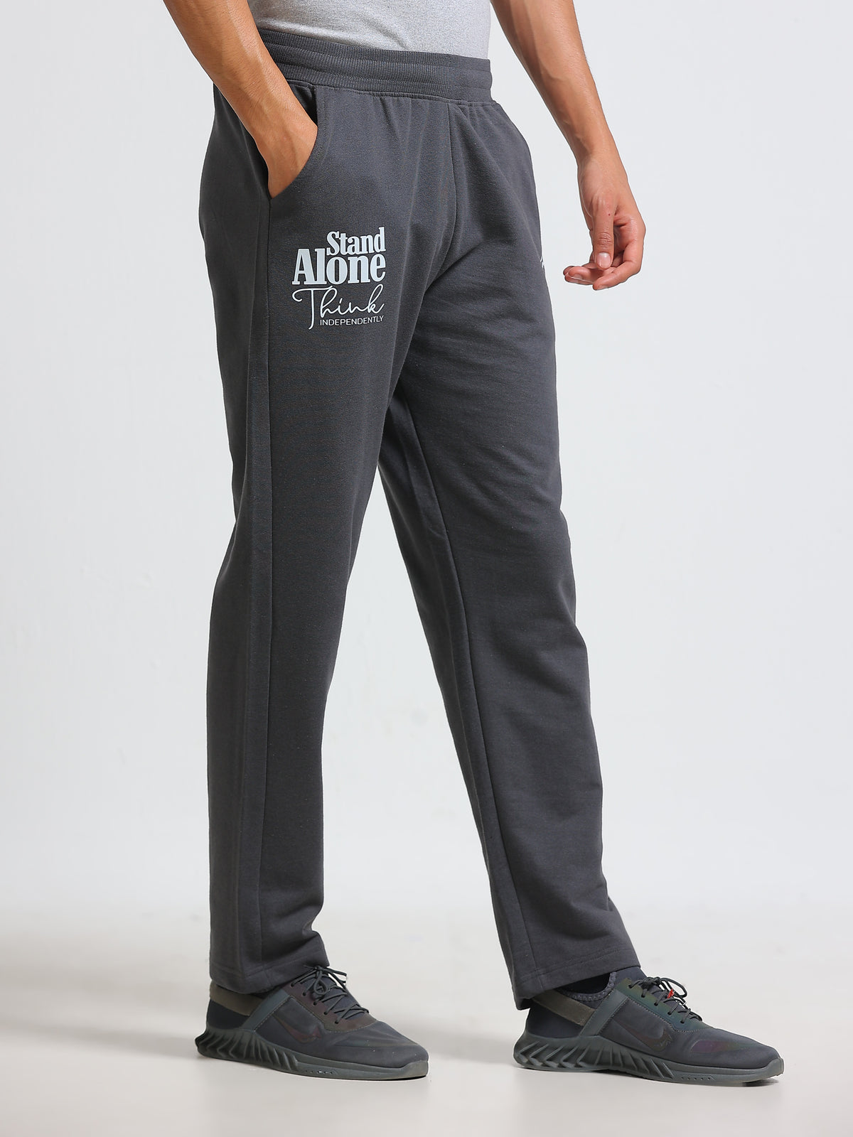 ARDEUR ZEAL IN YOU Men's Regular Fit Cotton Blend Track Pants - Steel Grey