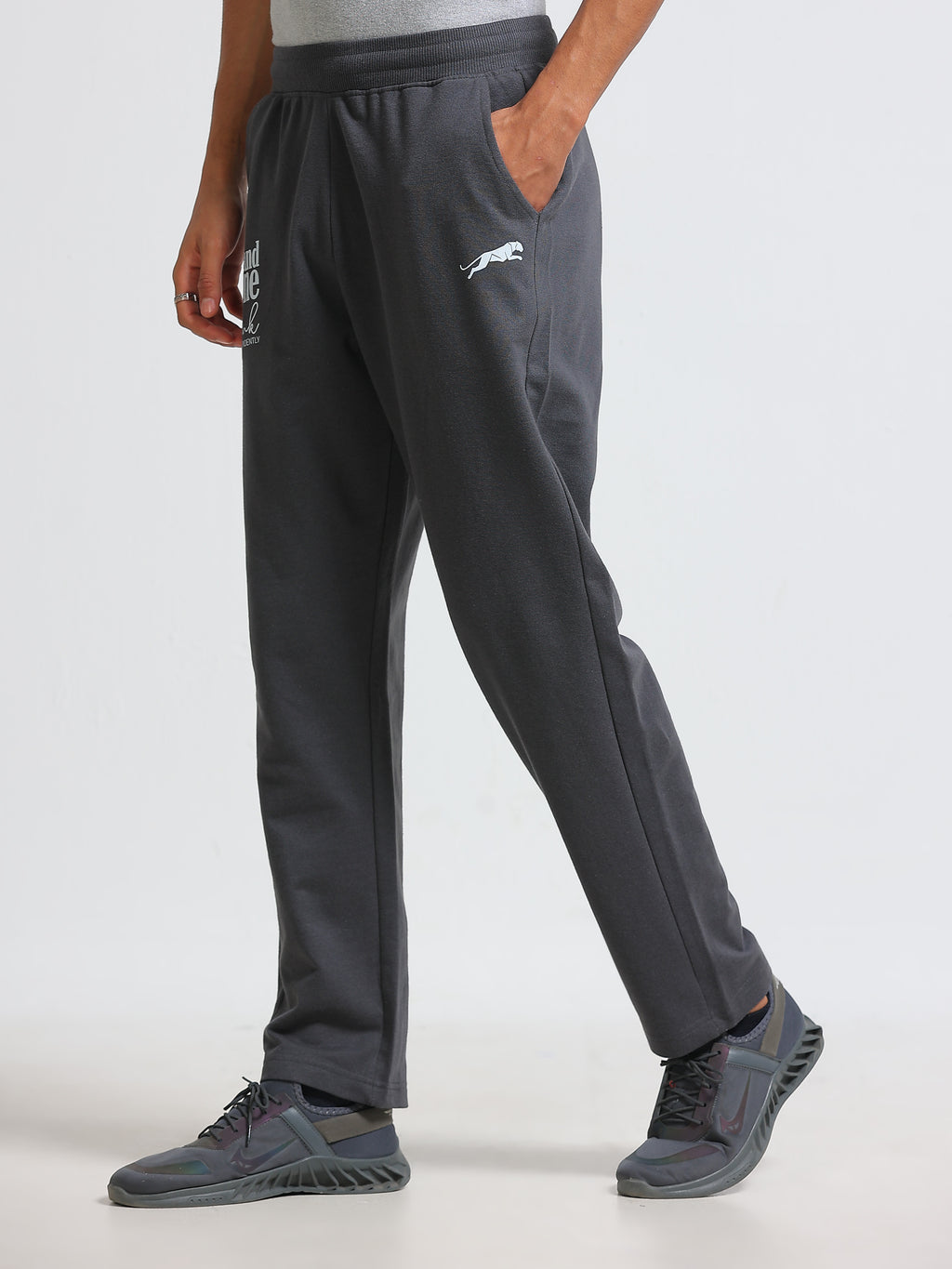 ARDEUR ZEAL IN YOU Men's Regular Fit Cotton Blend Track Pants - Steel Grey