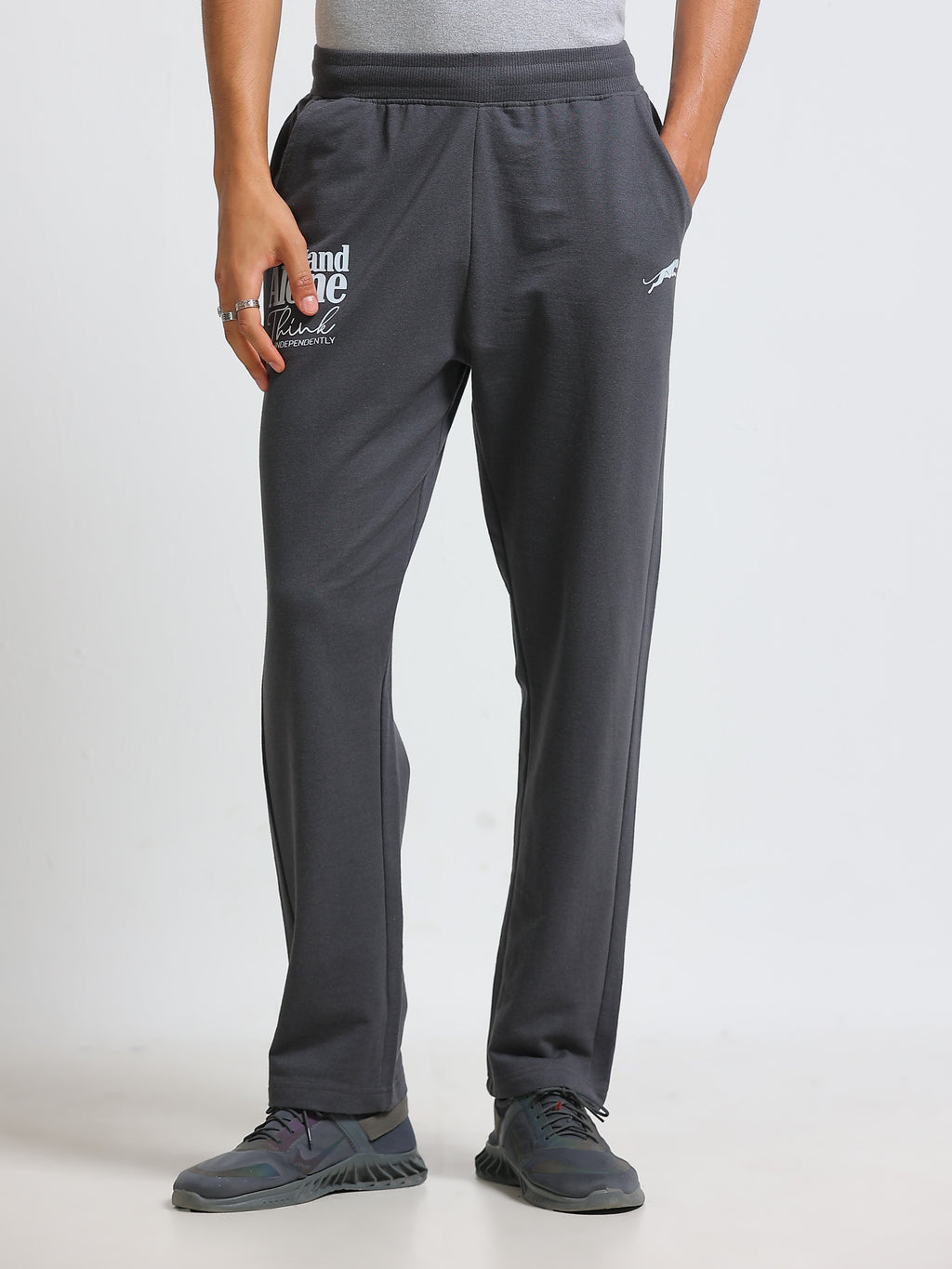 ARDEUR ZEAL IN YOU Men's Regular Fit Cotton Blend Track Pants - Steel Grey