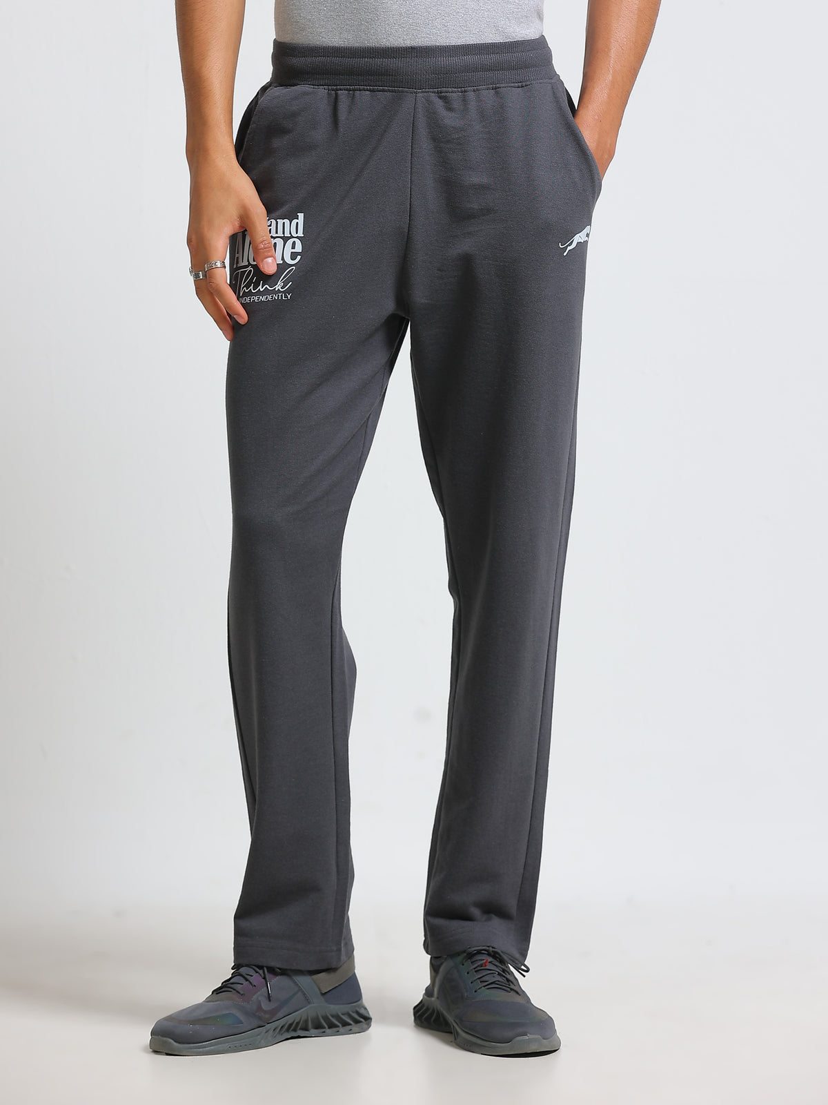 ARDEUR ZEAL IN YOU Men's Regular Fit Cotton Blend Track Pants - Steel Grey