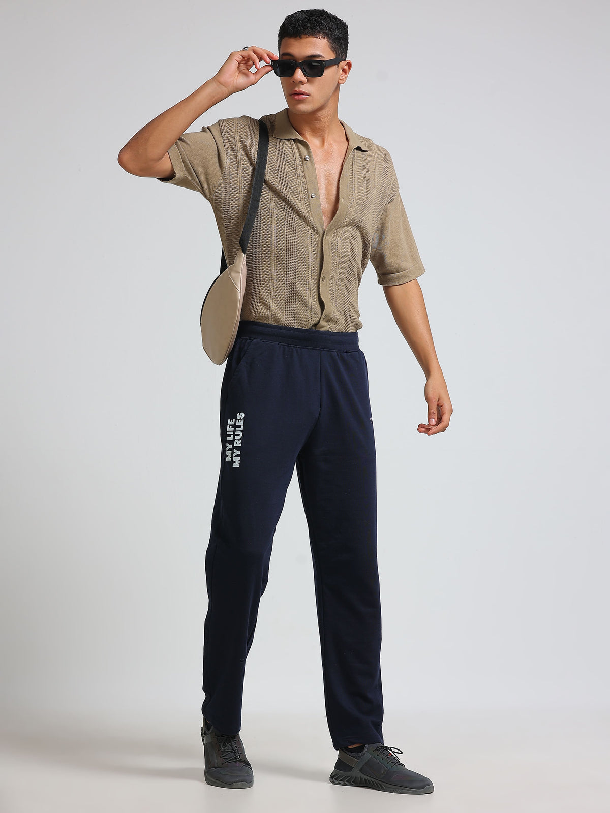 ARDEUR ZEAL IN YOU Men's Cotton Blend Track Pants - Navy