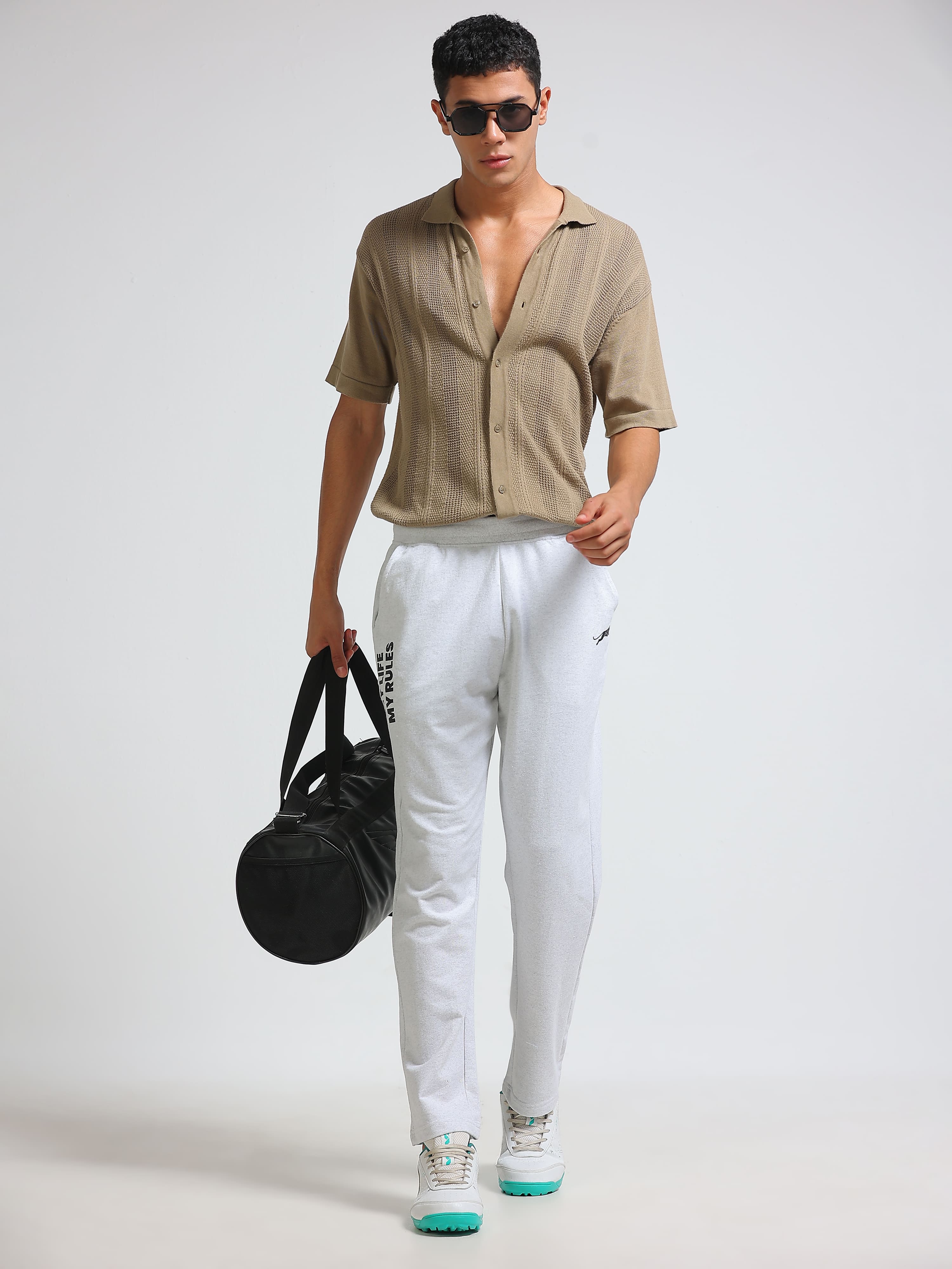 ARDEUR ZEAL IN YOU Men's Cotton Blend Track Pants - White