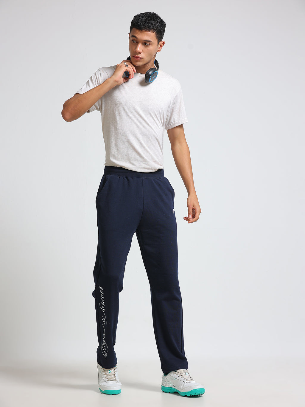 ARDEUR ZEAL IN YOU Men's Regular Fit Cotton Blend Track Pant - Navy