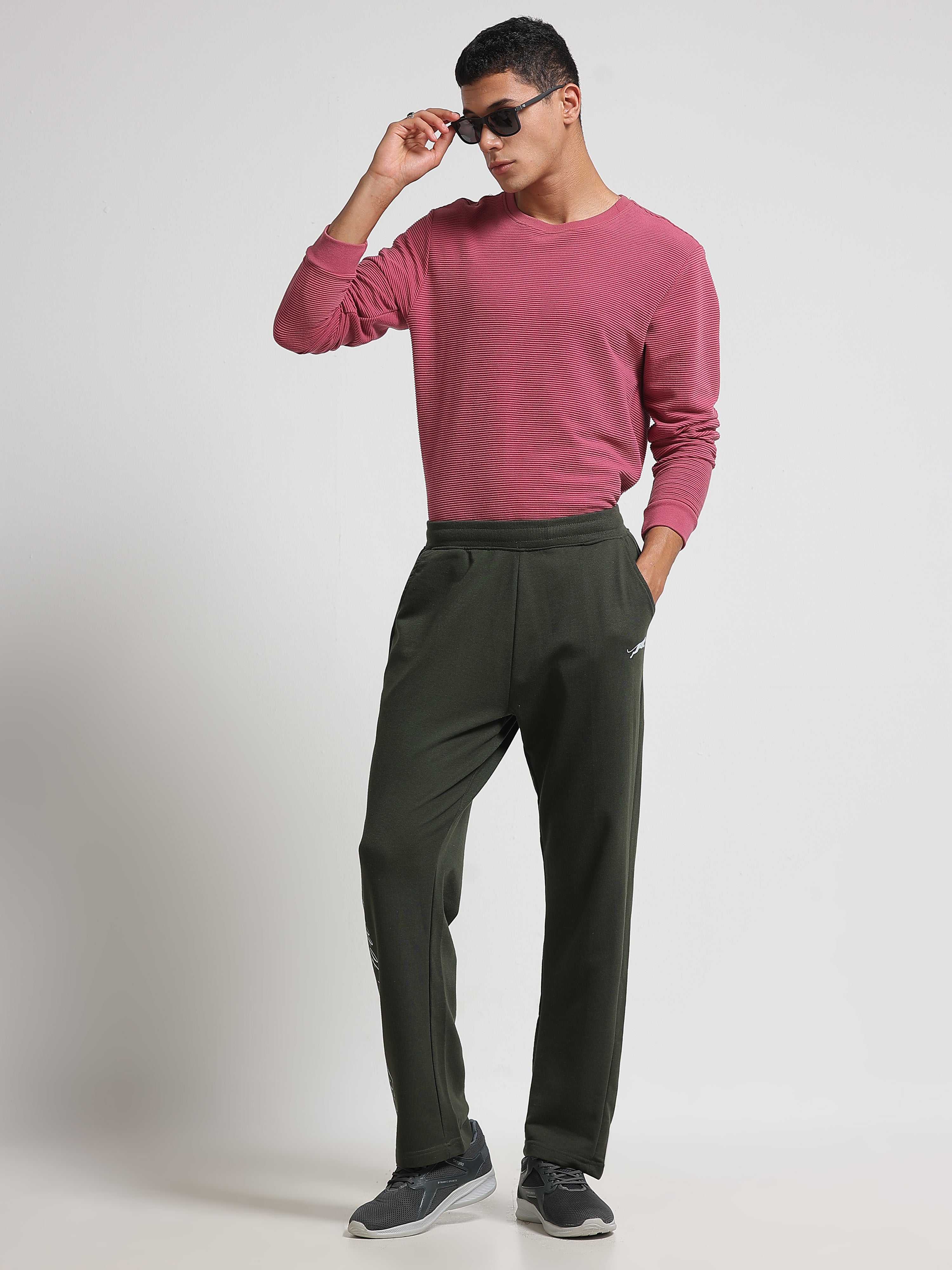 ARDEUR ZEAL IN YOU Men's Regular Fit Cotton Blend Track Pant - Olive
